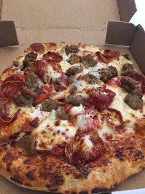 Sausage and pepperoni pizza!