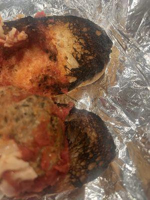 Meatball sub - burned bread