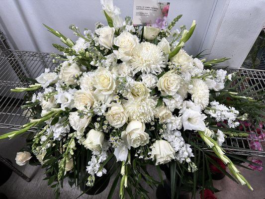 Elegant White Casket Spray