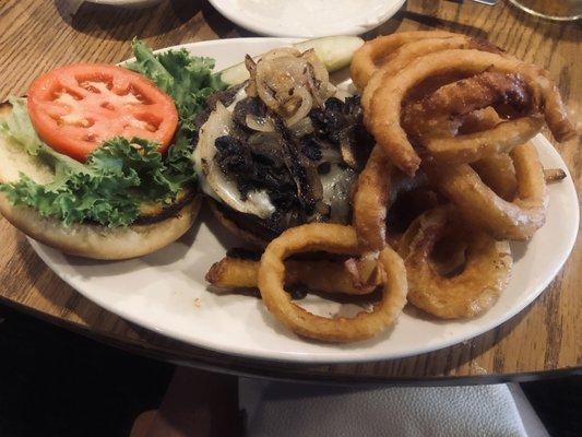 Swiss mushroom burger