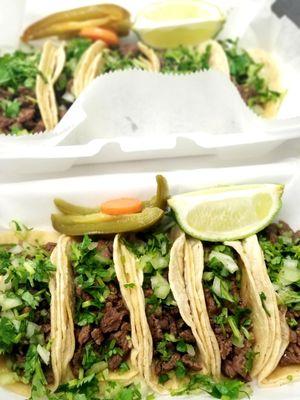 Traditional steak tacos to go