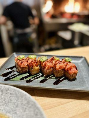 Spicy tuna on crispy rice - quite a heavy dish