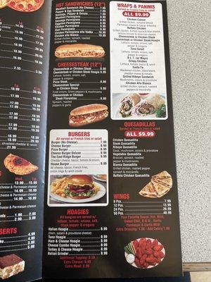 menu as of april 2023