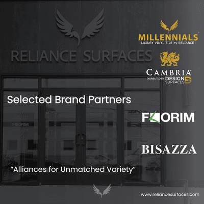 Cambria, Florim , Bisazza brand partners.