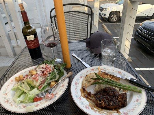 Grilled Caesar salad and Filet. Had a hard time choosing between this or the Halibut!