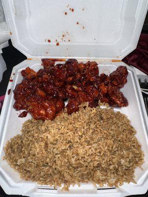 Fried rice and orange cchicken combo