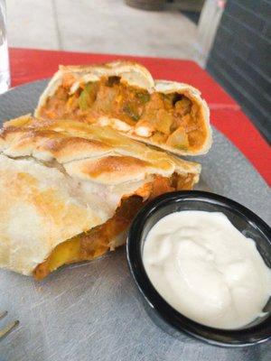 Chicken vindaloo pasty with tahini