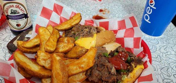 Cheesesteak and wedges