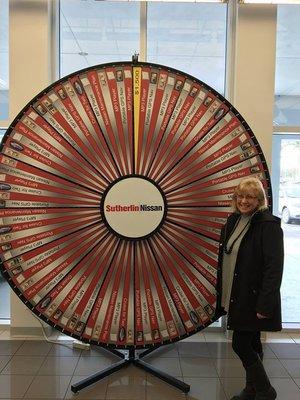 $1,500.00 Winner on our Prize Wheel where everybody wins something!