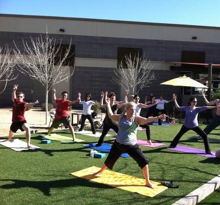 Come experience yoga outdoors at Postino East on Saturdays 9-10 a.m. Classes are seasonal go to www.sirrinestudio.com