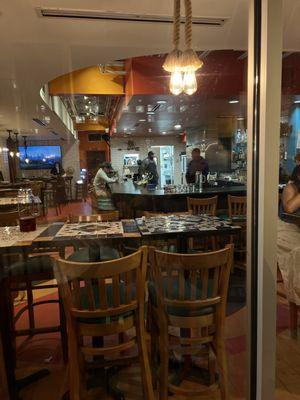 View to inside from the sidewalk dining area