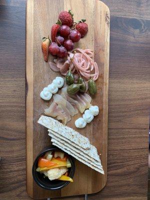 This is the Local charcuterie board with the smoked trout.