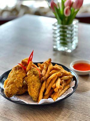 Thai Chicken Wings with Fries & Plum Sauce