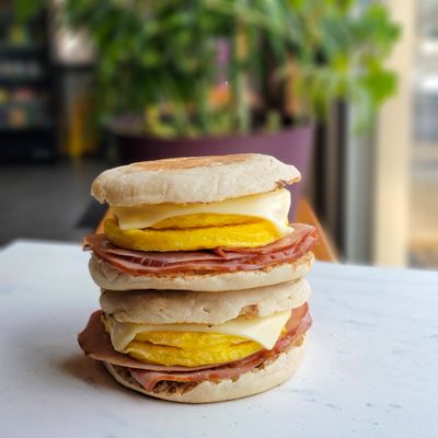 Double Ham, Egg, and Cheese on English Muffin