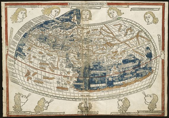 Ptolemy, [World], Lienhart Hol, 1482, http://www.leventhalmap.org/id/m8610.