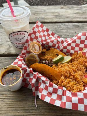 Quesa birria plate & horchata