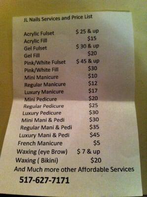 basic price list