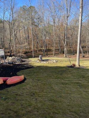 Apex fence in backyard border