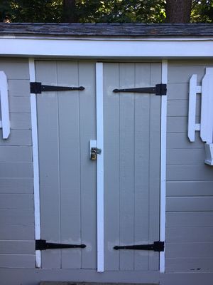 After power washing and new custom made faux hinges I made.