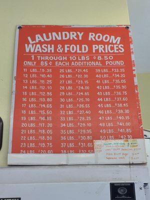 Laundry service prices