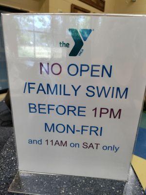 As of July 1st (summer swim hours)