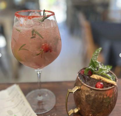 Mistletoe Magic Margarita and Cranberry Moscow Mule