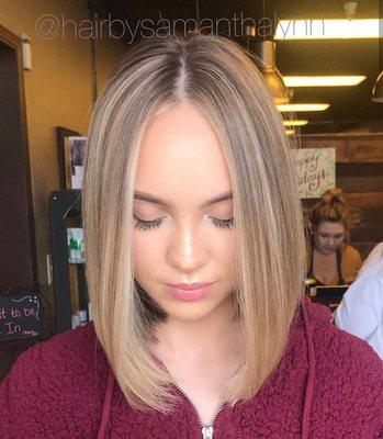 Stunning buttery blonde highlights with a slight shadow root by Samantha Oliverio