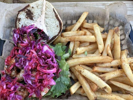 Shrimp Sandwich with fries