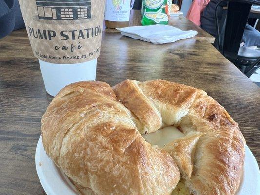 The egg breakfast sandwich on a (really great) croissant