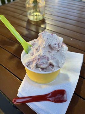 Raspberry panna cotta gelato.