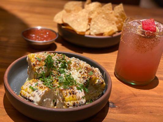 Grilled Mexican Street Corn,  Smashed Watermelon