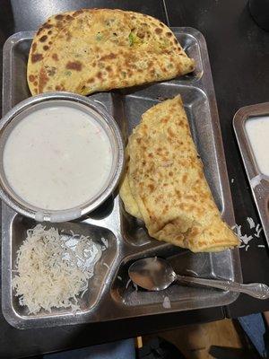 Mulli Paratha and Raita Lamb kheema paratha