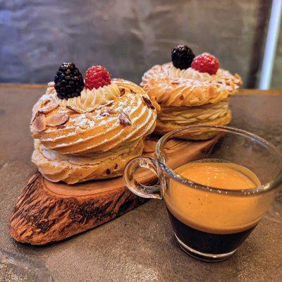 Paris Brest + a toasty Espresso