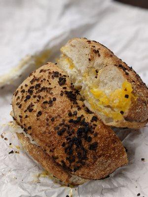 Egg and cheese on onion bagel!