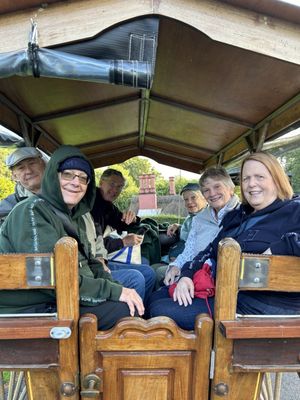 Wagon ride through beautiful national park Ireland. Generational wagon and horse family as informative drivers and guides.