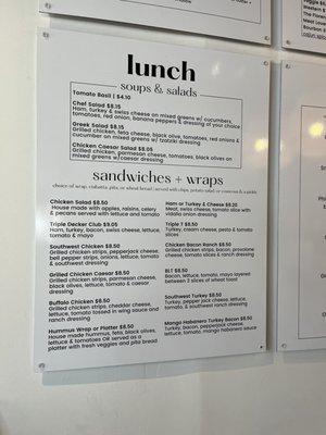 Lunch menu