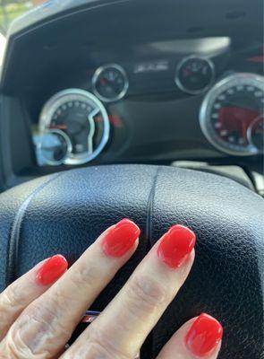 Nails done with my KC CHIEFS red