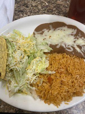 beef taco, Rice and beans