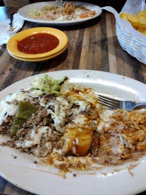 The whole plate with their version of Chile relleno