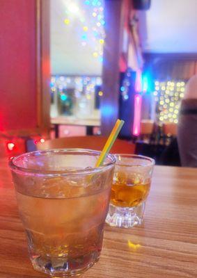 Whiskey smash (front) + Tullamore Dew (behind)