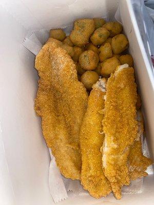 2 Pieces Fried Catfish with fried Okra