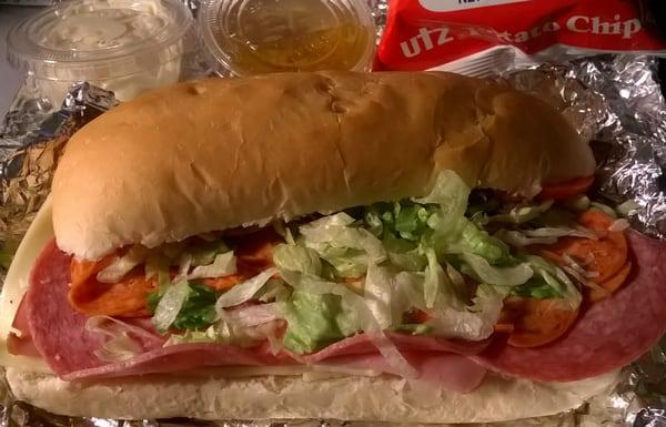 Italian Sub with House Italian Dressing and Garlic Mayo.