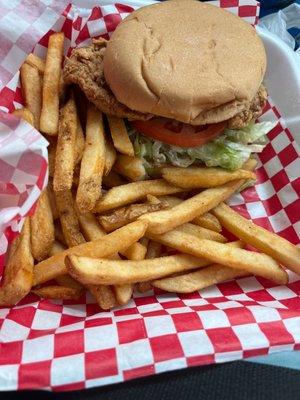 Got the pork tenderloin with a side of fries!