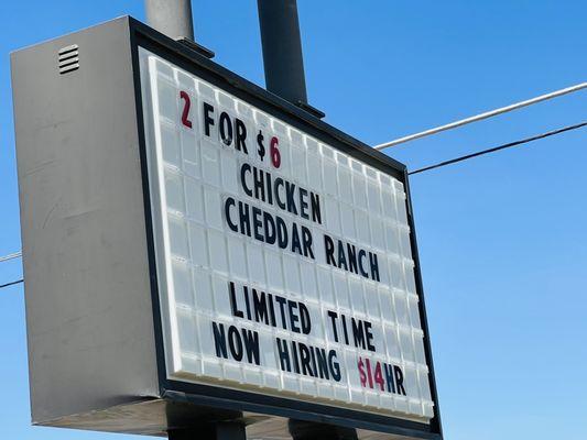 "We don't have that deal anymore." But it's on your marquee. "We don't have it". Honor it or take it down. Disgusting!