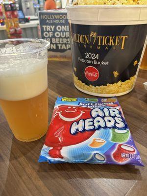 Beer, popcorn and a treat before the movie