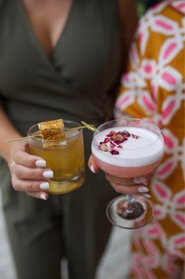 The "Please May I Have S'more" cocktail and the "Rose Colored Glasses" cocktail