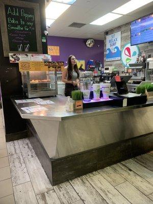 Rudy girl at Keva Juice that can't make a Redbull smoothie