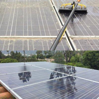 Before and after cleaning this solar panels