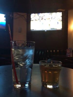 Little Jim Beam water back and NBA basketball.