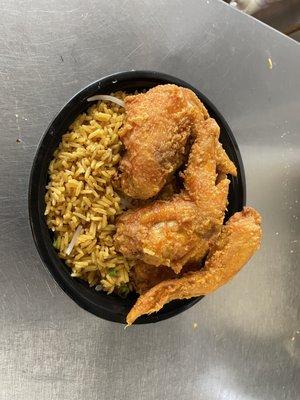 Chicken wing with fried rice